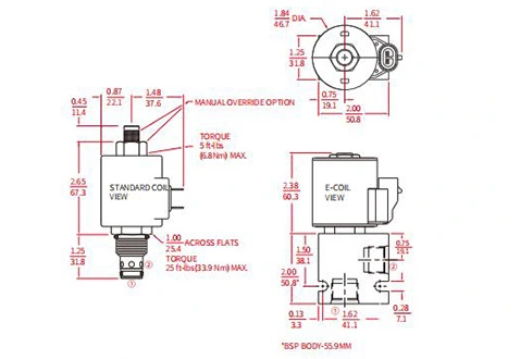 Производительность/Размер/Секционный чертеж ISV10-24 Катушка 2-Way N.C. Соленоидный клапан