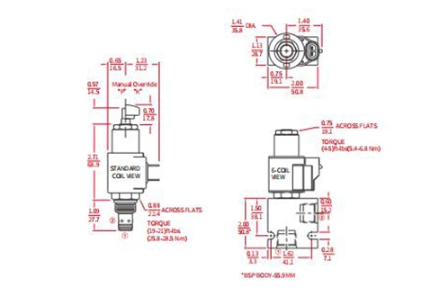 Представление/Размер/Секционный рисунок ISV08-28 Poppet 2-Way N.C. Би-направленная блокировка